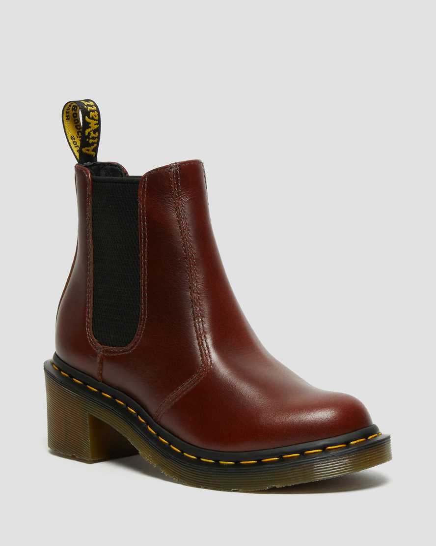 Dr. Martens Cadence Lær Heeled Chelsea Støvler Dame Brune [3428KWRSN]